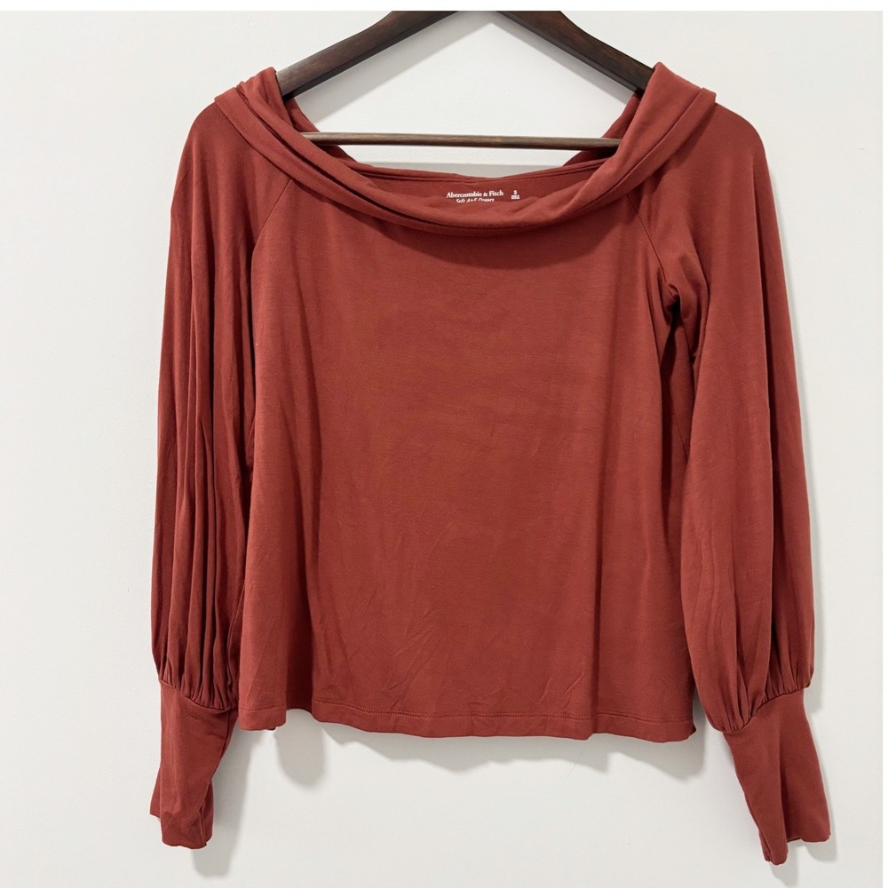 Abercrombie & Fitch Top Women S Terracotta Soft A&F Drapey Balloon Sleeve